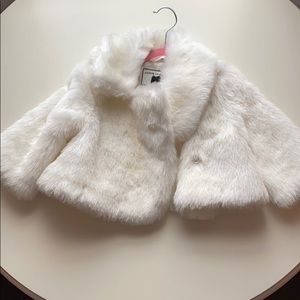 White faux fur jacket